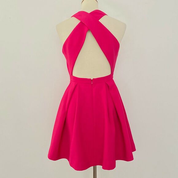 Revolve Keepsake The Label Cross Back Mini Fit and Flare Dress Pink S Small - Picture 4 of 9